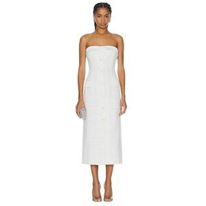 MARIANNA SENCHINA Diana Dress in White Medium New Womens Tweed Midi